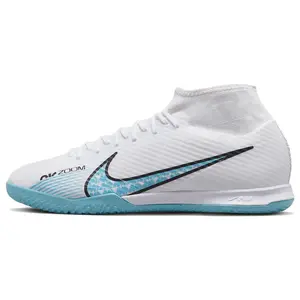 Nike Mercurical Superfly 9 Zoom Academy Mid-Cut Lace-Up IC/IN Cushioning Anti-Slip Wear-Resistant Football Shoes Men's Blue White Trending Shoes, House White Official Shoes to Get / Maison Mihara