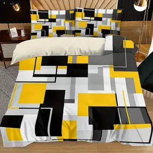 Geometric Pattern Bedding Set, Including 1 Count Duvet Cover & Pillowcase without Filler, Soft Comfortable Bedding Set for Home Bedroom