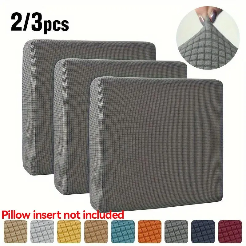 2/3pcs Thickened Corn Plush Sofa Cushion Cover Set Waffle Jacquard Sofa Couch Covers Polar Fleece Stretch Fabric Sofa Seat Cushion Cover Solid Color Sectional Sofa Case Living Room Home Couch Protectors