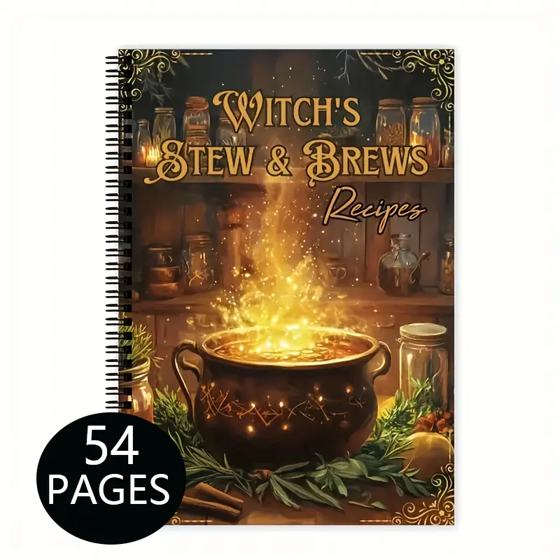 Witch's Spiral Coil Brewing & Stew Recipe Planner - Vintage Magic Cooking Handbook, Spellcraft Guide for Wiccans, Fantasy Kitchens, and RPGs - Essential Gift for Witch Enthusiasts, Mystical Design, Durable Cover, Gothic Style, Premium Decor