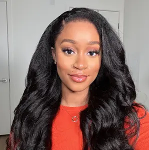 [3 In 1 Half Wig] OQ HAIR Kinky Straight Half Wig Yaki Straight Wavy Easy Wear Go Wig No Glue With Drawstring Invisible Hairline Butterfly Cut Human Hair Glueless Wigs #SummerVibes