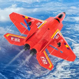 F-22 Remote Control Plane, Remote Control Jet, Foam Glider 2 Channel 2.4GHz, LED Lights, Automatic Balance, Easy Operation, Best Gift for Kids and Adults