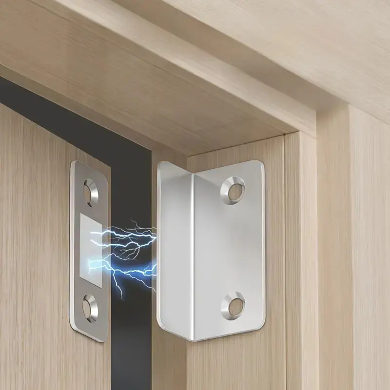 L-Shaped Invisible Magnetic Catch, No-Drill Strong Adhesive Metal Door Latch for Sliding Doors, Drawers & Wardrobes, Industrial Hardware