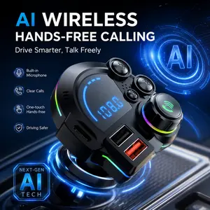 Bluetooth 5.3 FM Transmitter Bluetooth Car Adapter - PD 30W & USB Fast Charger, Colorful RGB Light, Hands-Free Calling, Bass Music Player for All Vehicles