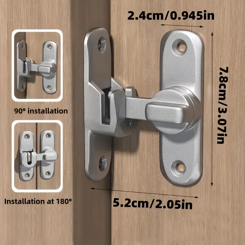 3Pack 90/180 Degree Rotating Sturdy Security Bolt Lock, Metal Padlocks - Security Locks, Suitable for Barn Doors, Bathroom Sliding Doors, Garages, Bedrooms, Cabinets - Durable Zinc Alloy Security Door Locks, Commercial Grade for Home Security/Safety
