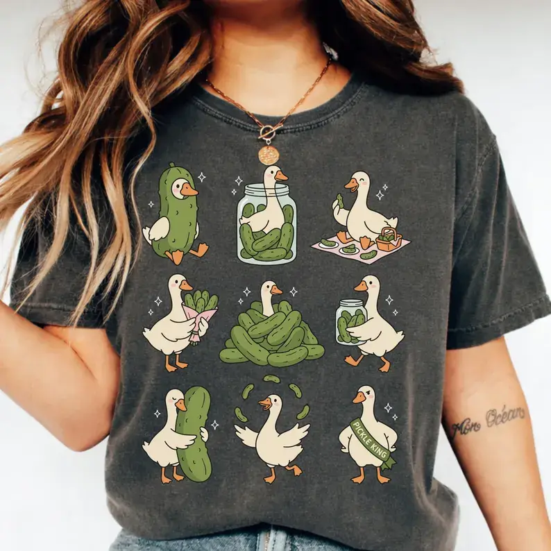 Pickle Lover Silly Goose Tshirt, Funny Just A Pickle Goose, Goose Meme Shirt, Pickling Season Tee