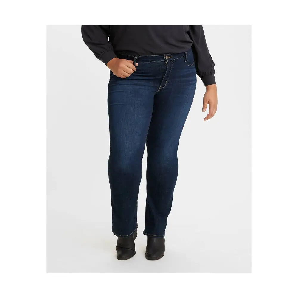 LEVI'S Women's Plus Classic Mid-Rise Bootcut Jeans, Full-Length Stretch Viscose with a Distressed Look and Zipper, Bottoms, Garment