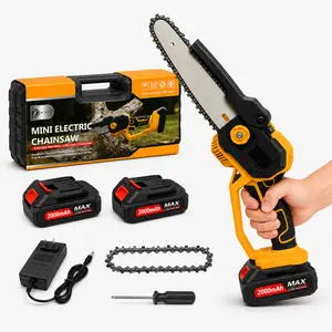 6-Inch Compact Cordless Mini Electric Chainsaw with 2×2000mAh Batteries & Carrying Case, Rechargeable Handheld Work Tools for Bamboo Cutting, Tree Pruning, Tools and Gadgets for Dads
