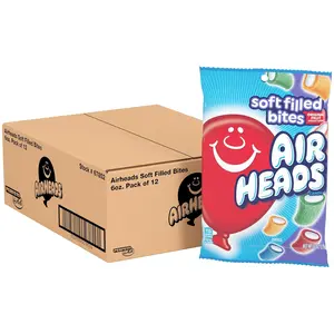 Airheads Candy, Soft Filled Bites, Assorted Flavors, Non Melting, Party, 6oz Bag, Box of 12 Bags