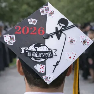 scarface cap topper birrete cards poker 2026 decor decoration graduation graduacion
