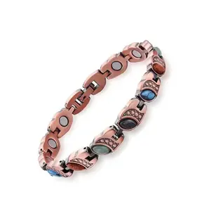 Unique Natural Gemstone Copper Bracelet for Women — Pure Copper Magnetic Therapy Bracelet & Holiday Gift