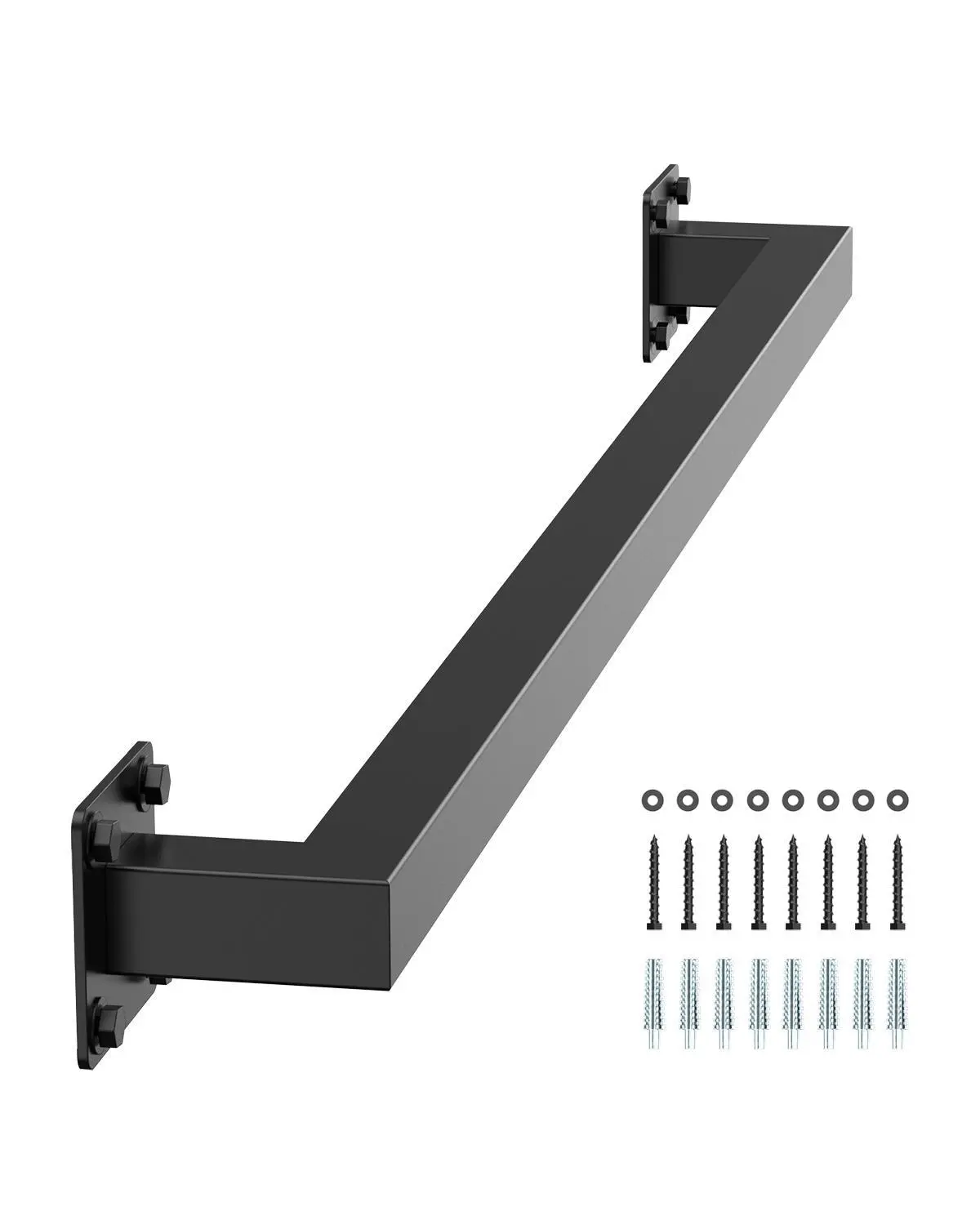 【SummerFinds】VEVOR Wall-Mounted Stair Handrail, 4ft Black Iron Railing with 250 lbs Load Capacity, 2 Sections Square Tube for Indoor Household Use, Complete & Essential Installation Tools, Customizable Length, Carbon Steel, Slip-Resistant Surface, Support