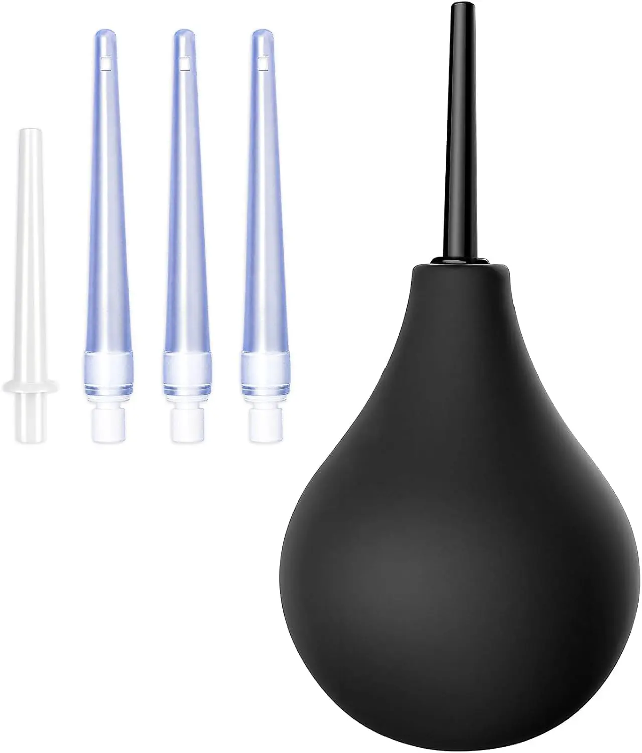 Silicone Anal Douche Enema Bulb Kit for Men & Women, 7.9oz Colon Cleansing Kit with 5 Comfortable Nozzles
