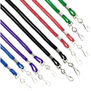 10 Pack - Premium Round ID Badge Holder Neck Lanyards for Badges and Name Tags - 36 in Non-Breakaway Heavy Duty Rope Cord & Secure Metal Swivel J Hook Clip (Assorted Colors) Personalized Lanyard