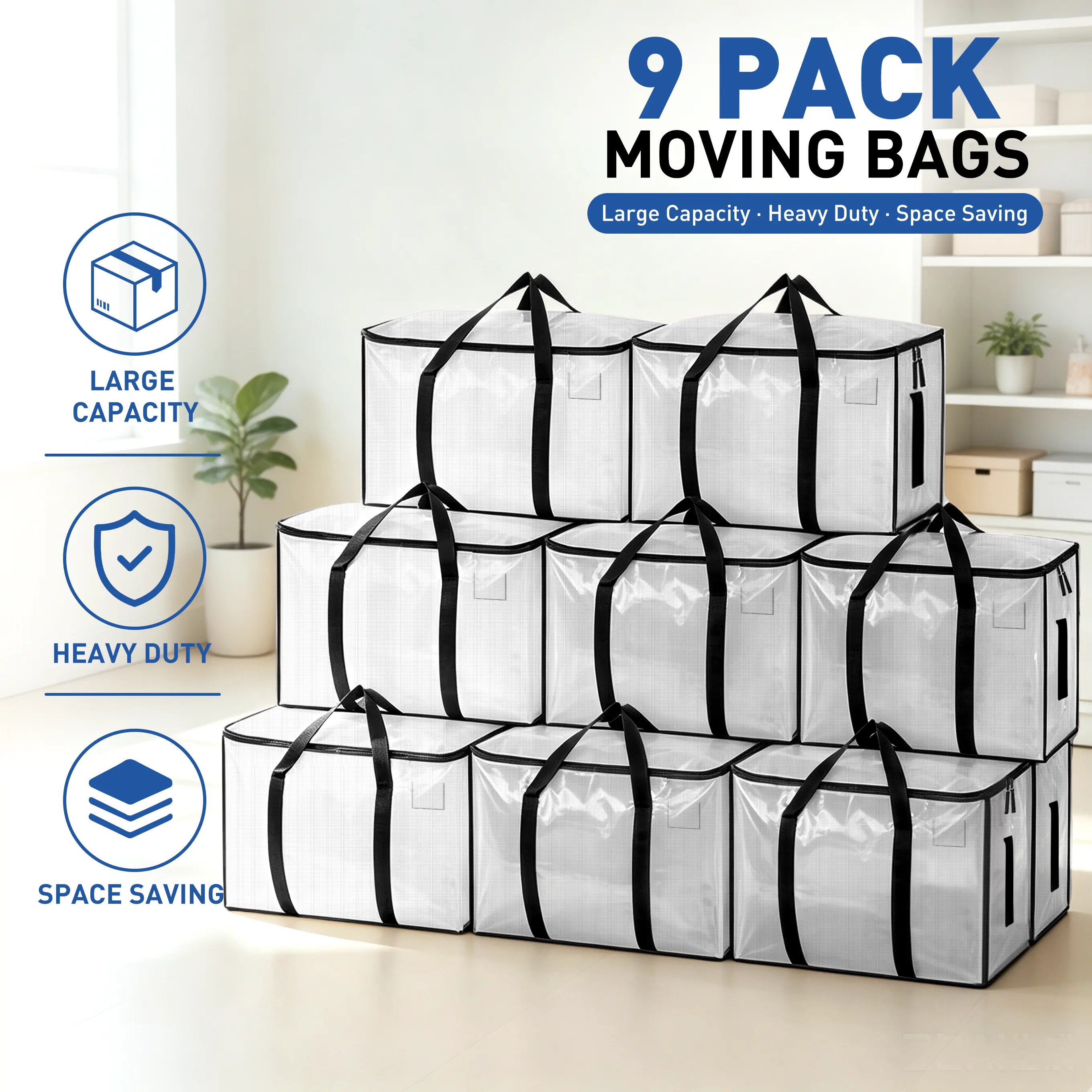 Extra Large Heavy-Duty Nylon Storage Bag with Reinforced Handles, Water-Resistant Foldable Organizer Tote for Clothes, Blankets, Comforters, Ideal for Closet Home Organization