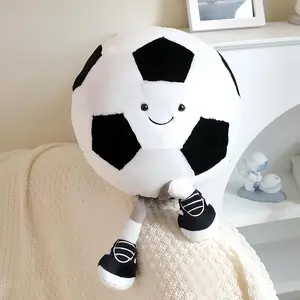 1 football plush toy, stuffed sports plush ball, cute and fun American football doll toy, with feet creative football-shaped decorative pillow, gift for football fans, gift for boyfriend or girlfriend, home decoration