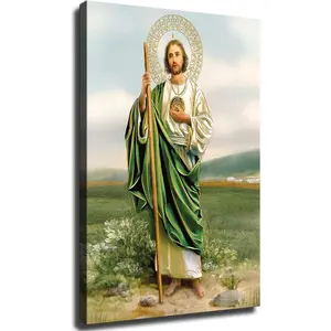 Saint Jude Tadeo - Religious Murals Poster Wall Art Canvas Painting Picture Print Living Room Bedroom Decor (Unframed,12x8inch)