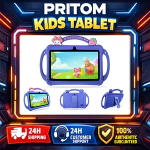 [TikTokShopSpringGlowUp] PRITOM Kids Tablet 7 inch Bluetooth WiFi HDScreen with Protective Case Parental Control System Dual Cameras Pre Installed Educational Apps Ideal Learning Tablet for Boys and Girls Pink Blue Best Gift For Kids