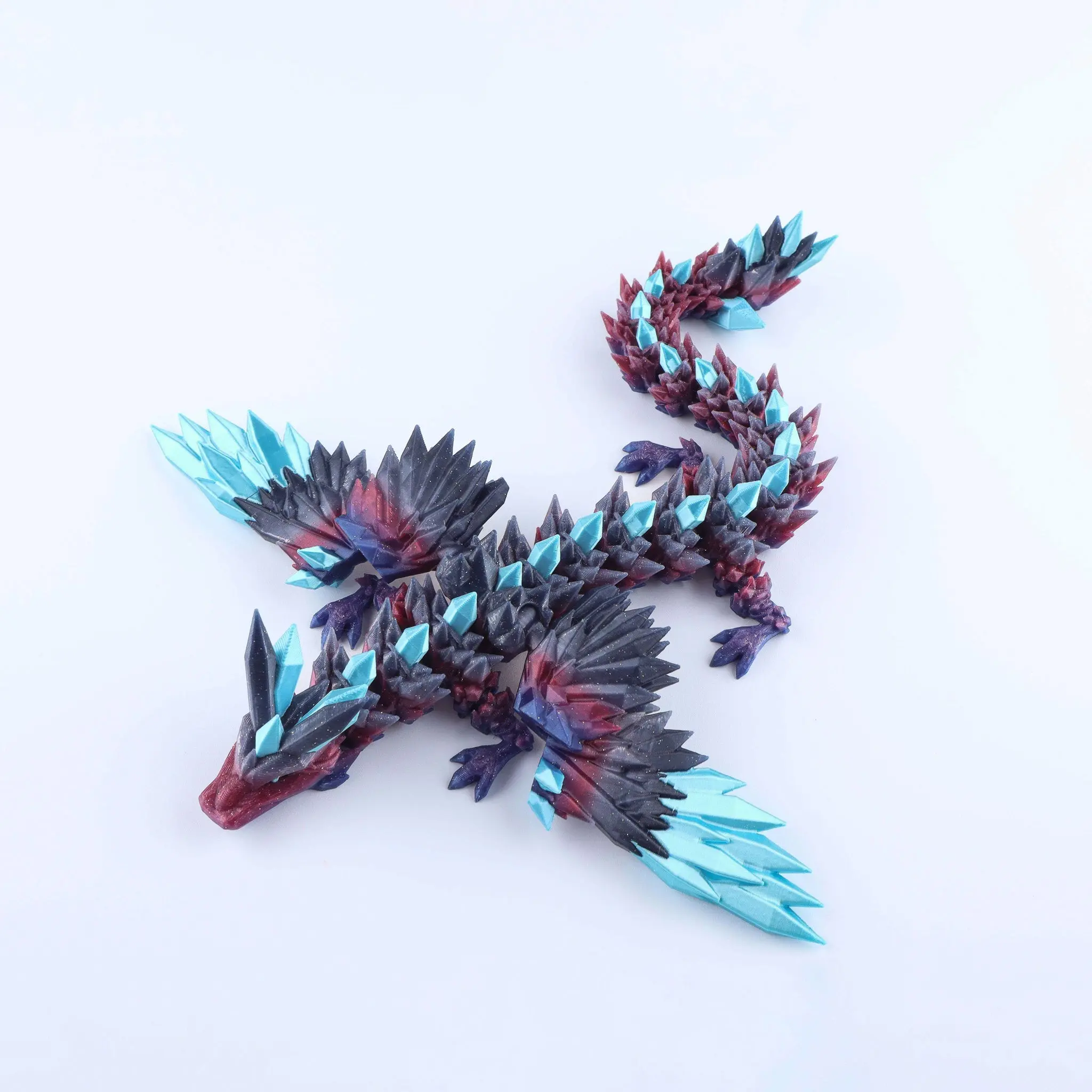 3D Printed Crystal Wing Dragon Fidget Toy – Articulated Fantasy Desk Toy Gift