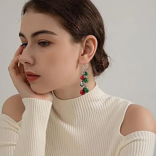 Christmas Earrings for Women Holiday Jingle Bell Bow Tree Snowflake Stars Drop Dangle Earring Party Jewelry Festival Decoration