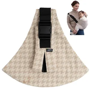 LUJIFO Lightweight Cotton Linen Baby Side Carrier - Chic Houndstooth Toddler Sling, Adjustable Ergonomic Carrier, Lightweight Baby Travel Gear, Lightweight Carrier