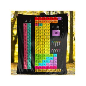 Vibrant Periodic Table of Elements Printed Black Blanket – Ideal for Science Enthusiasts & Chemistry Lovers