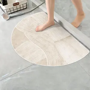 Abstract Line Pattern Semicircular Bathroom Mat, 1 Count Non-slip Soft Comfortable Floor Mat, Washable Rug for Bathroom, Home Decor, Bathmat