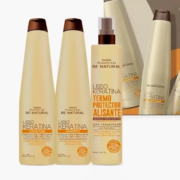 Keratina Shampoo Conditioner & Termo Protector Alisante for Smooth Shiny Hair Care Set - Nourishing & Heat Protection Formula