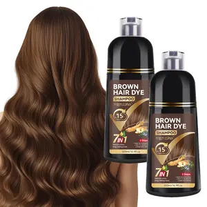 500ml brown hair dye shampoo, Semi Permanent Hair Dye, Hair dyeing, shampoo and hair care three in one, easy to use, 7-in-1 herbal extract gentle non-irritating, family wear, makes hair healthier and shinier, suitable for both men and women