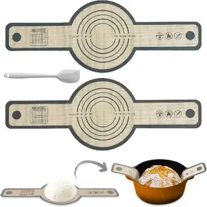 2-Pack Silicone Bread Sling for Dutch Oven, Non-Stick Reusable Bakeware Utensils, Long Easy-Grip Handles, Ideal for Sourdough Bread Baking & Transfer (Silicon Baking Mats)