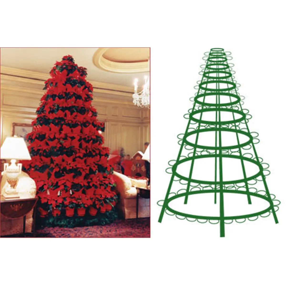 212 MAIN Adjustable Steel Frame Ring Tree Rack - 10ft 4in Full Round Garden Support, 10 Rows, 160 - 6In Rings, Easy-to-Use, Inexpensive for Home Improvement