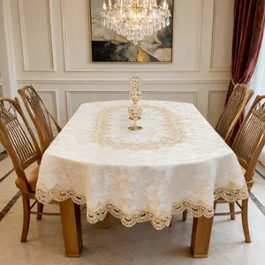Elegant Oval Embroidered Tablecloth, Oil-Resistant, Durable, Easy Clean, Reusable, Heat-Resistant, Non-Slip, Ideal for Home, Parties, Weddings, Picnic Table Cover