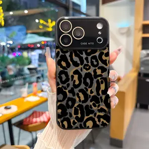 Black & Brown Leopard Cheetah PrintPhone Case for iPhone 17 Pro Max 16 15 Plus 14 13 12 Series Full Camera Lens Protection Shockproof Drop Resistant Durable Phone Case Suitable for All People
