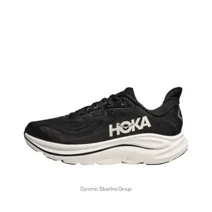 Black Knit Mesh Colorblock Low-Top Running Shoes with White Thick Cushioned Midsole and Rubber Outsole