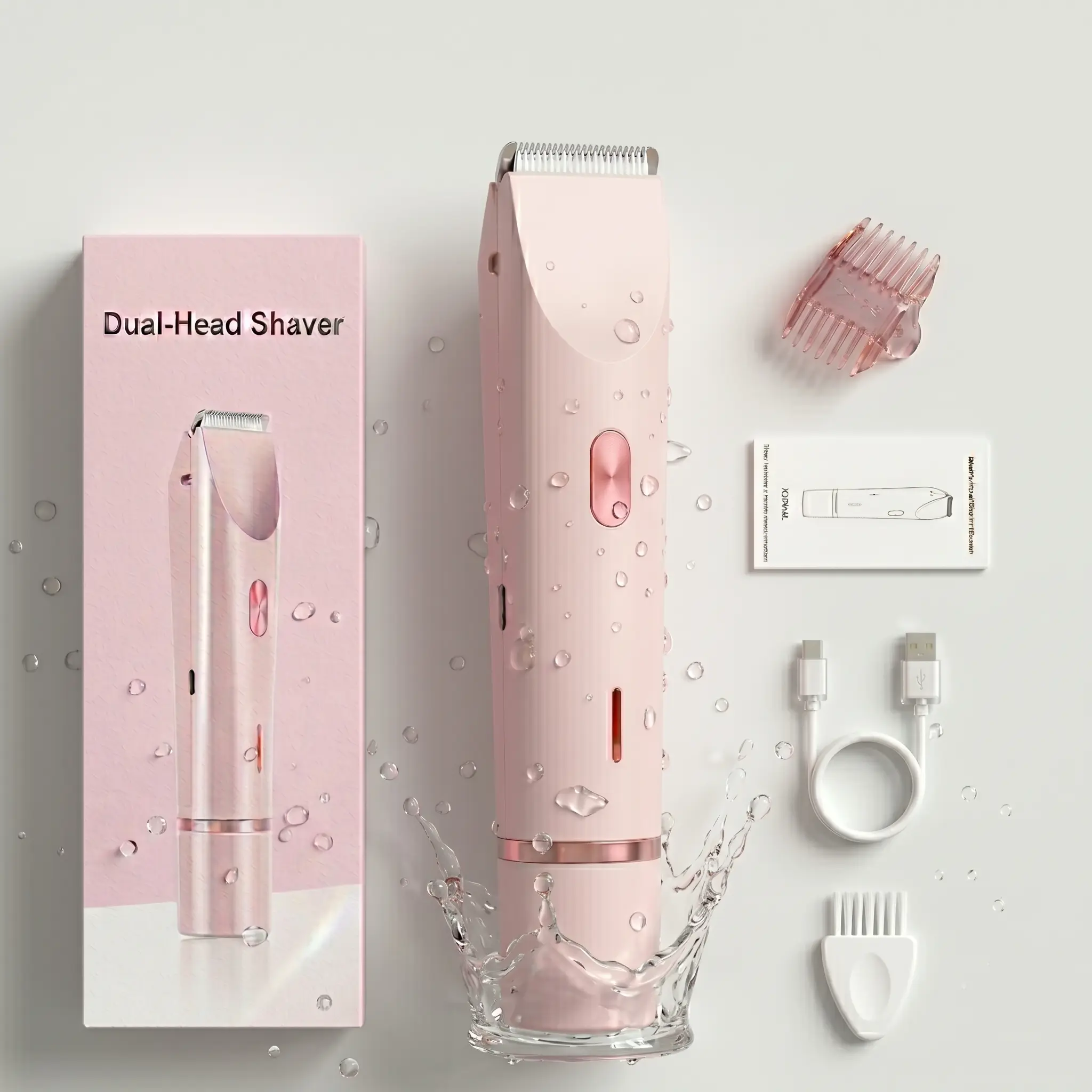 Women's 2-in-1 Trimmer Shaver Set, Painless Precision Shaver, Flawless Skin Grooming Tool, IPX7 Waterproof Showerproof Cordless, Rechargeable Lightweight for Wet & Dry Use, Showerproof Cordless Shaver
