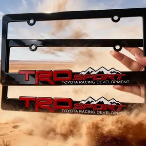 2-Pack TRD Style License Plate Frames – Fits Toyota Tacoma, Tundra, 4Runner, RAV4, Highlander |   Off-Road Look, No Drilling, Includes Bracket