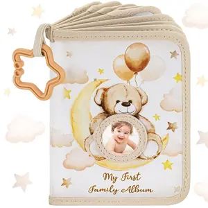 Teddy Bear Design Baby Growth Photo Album, Newborn Memorial Keepsake Album for Baby Photos