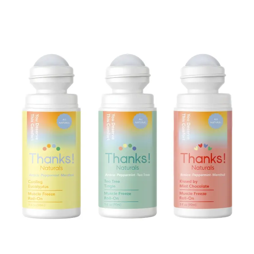 Thanks! Naturals Muscle Freeze Roll-on Trio Bundle - Fitness & Wellness Solution, Crisp Eucalyptus Treatment, 20% Savings