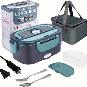 2026 Electric Lunch Box, 60W Food Heater 60.87oz for Adults Portable Food Heater with Tableware and Lunch Bag, Car & Home Portable Electronic Food Heater for Home Office Travel