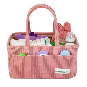 Buzz&Bloom Baby Diaper Caddy Organizer, Stylish Storage Basket for Newborn Essentials and Diaper Station, Gift for Baby Shower and Registry Must-Have