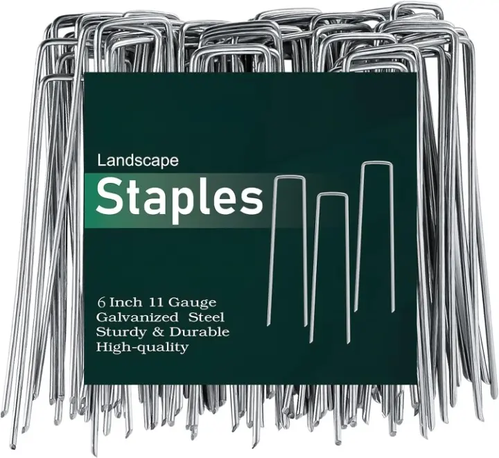6 Inch 25 Pack Galvanized Landscape Staples 11 Gauge Turf Garden Stakes Tent Stakes Landscaping Fabric SOD Pins Yard Stakes for Weed Barrier Fabric