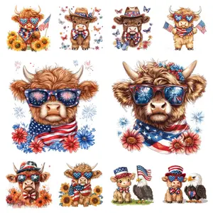 Newgo Highland cow 10.24Inch 45A DTF Iron On Heat Transfer Inspirational Designs for Unique Artwork with Teddy Bear & Monster Themes