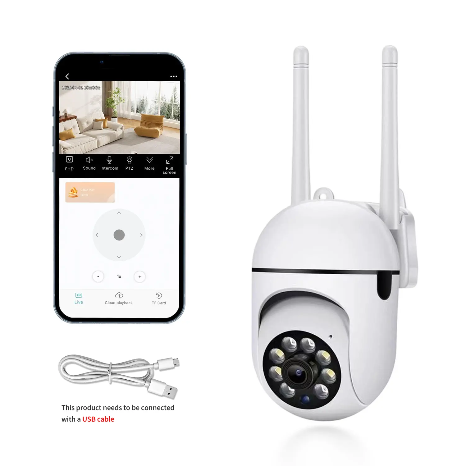 3MP Wired WiFi Home Surveillance Camera - Indoor Smart Security Camera, 360° View, AI Motion Tracking, Night Vision, 2-Way Audio, Alexa Compatible, App Remote Access, SD & Cloud Storage, Baby & Pet Monitoring, 360 Camera Security Cameras & Systems,