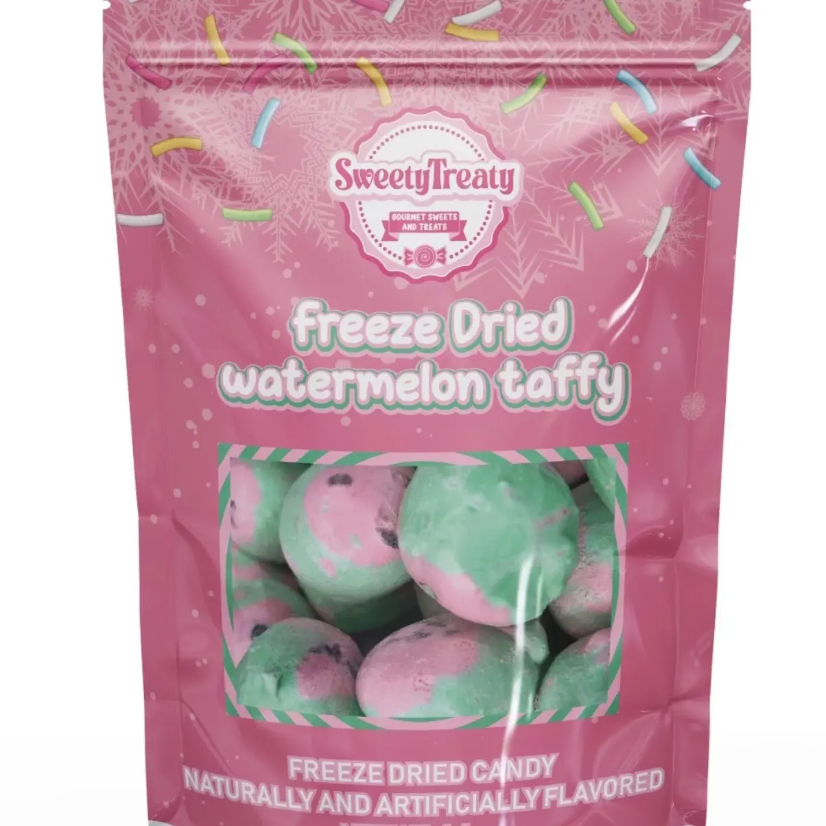 Freeze Dried Watermelon Taffy Snack - Natural Dried Dessert Candies, Sour-Sweet Guilt-Free Fruity Sweet Treat, Backpack-Ready Snack Treat