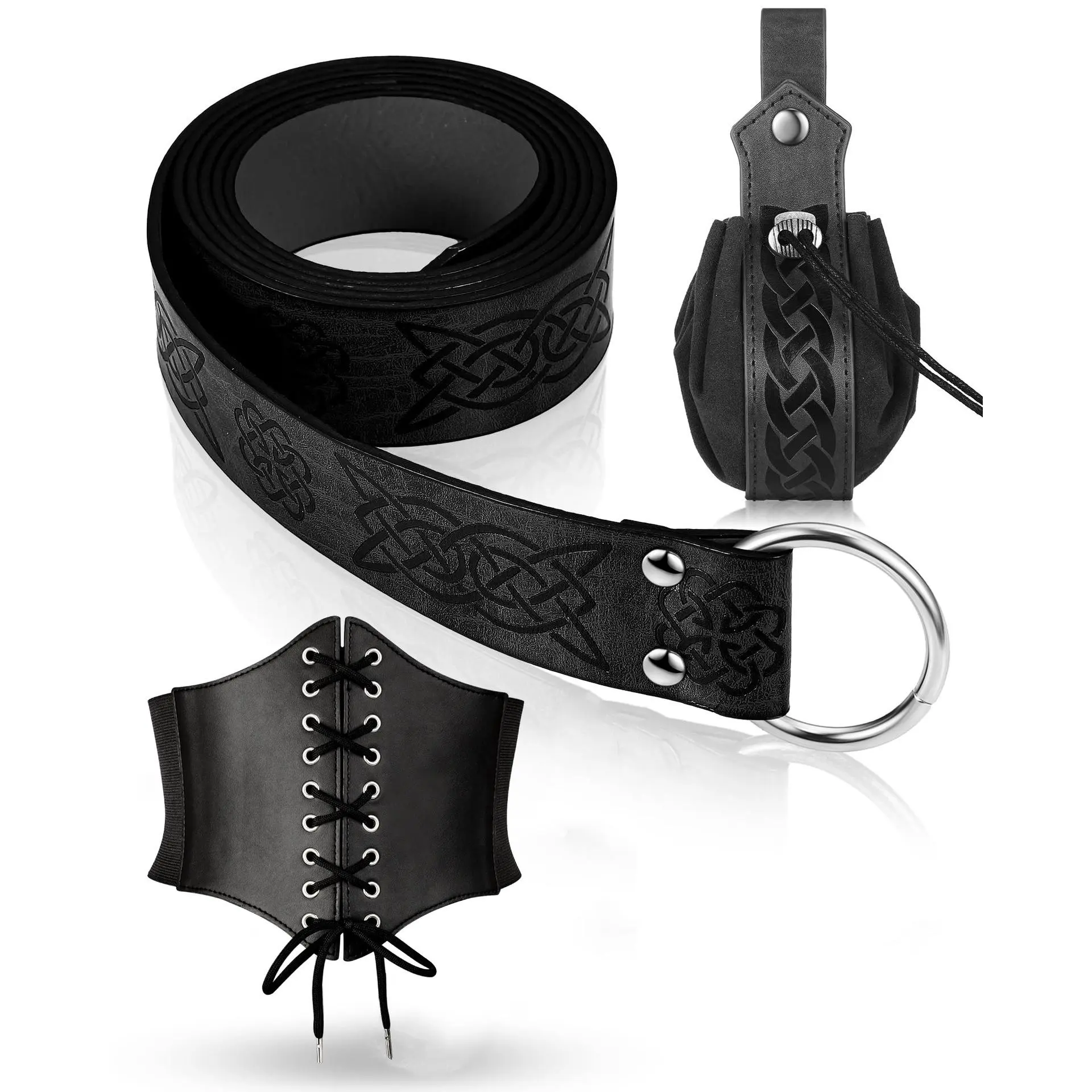 Black 3 piece set (printed waistband+emb