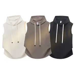 Summer hooded sleeveless T-shirt tank top—casual, drapey, comfortable, breathable outdoor vest top