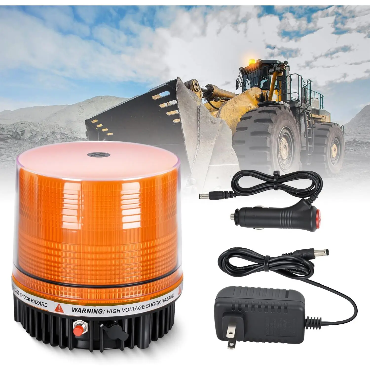 Nilight 18-LED Amber Magnetic Beacon Light - Wireless Rotating, Battery-Powered Work Safety Strobe with ABS Build, Charger, 360° Coverage Lens, 50,000 Hours Lifespan, DC Power Supply Compatible for Construction Vehicles