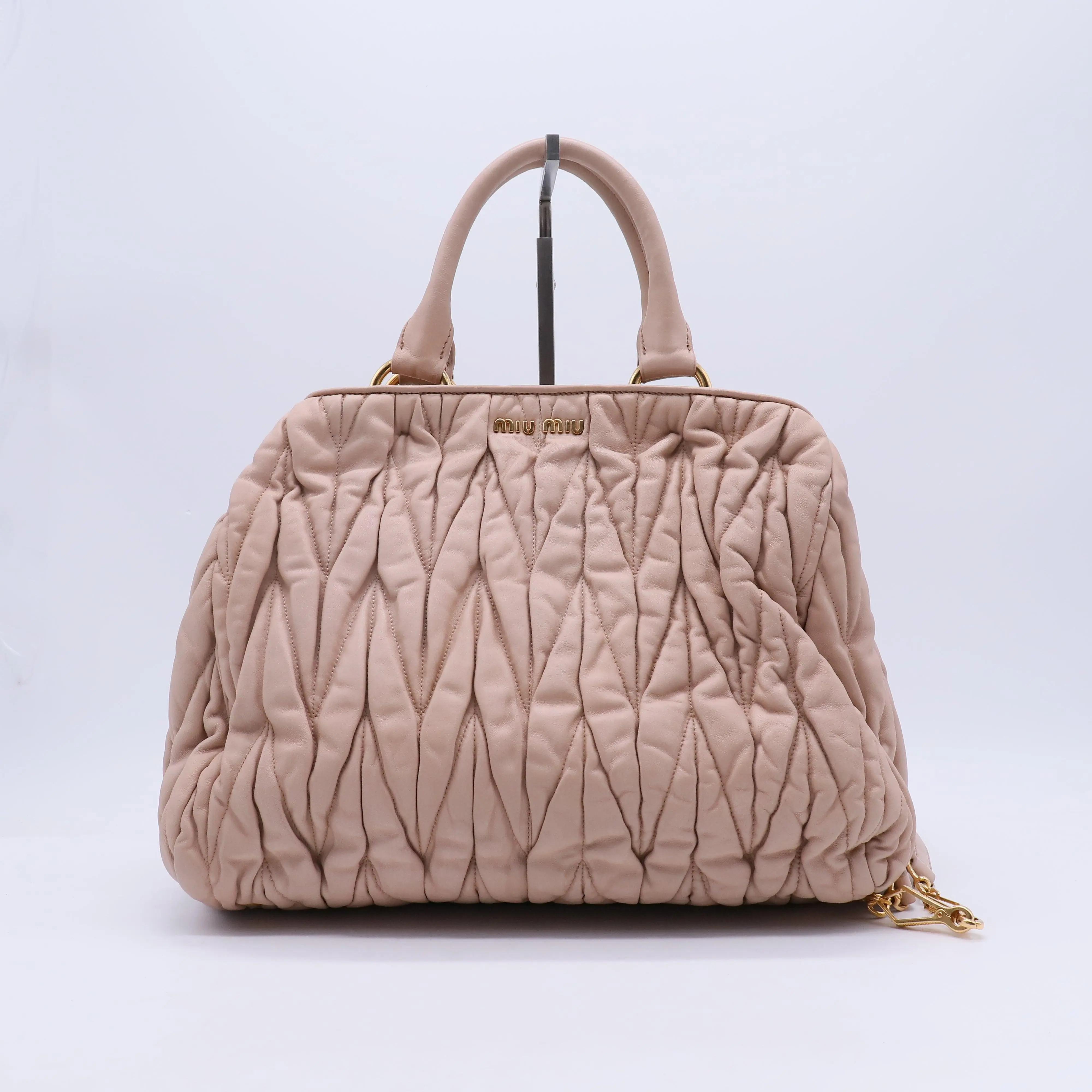 Pre-owned miu miu Leather Shoulder bags Pink Matelasse Satchel B21065