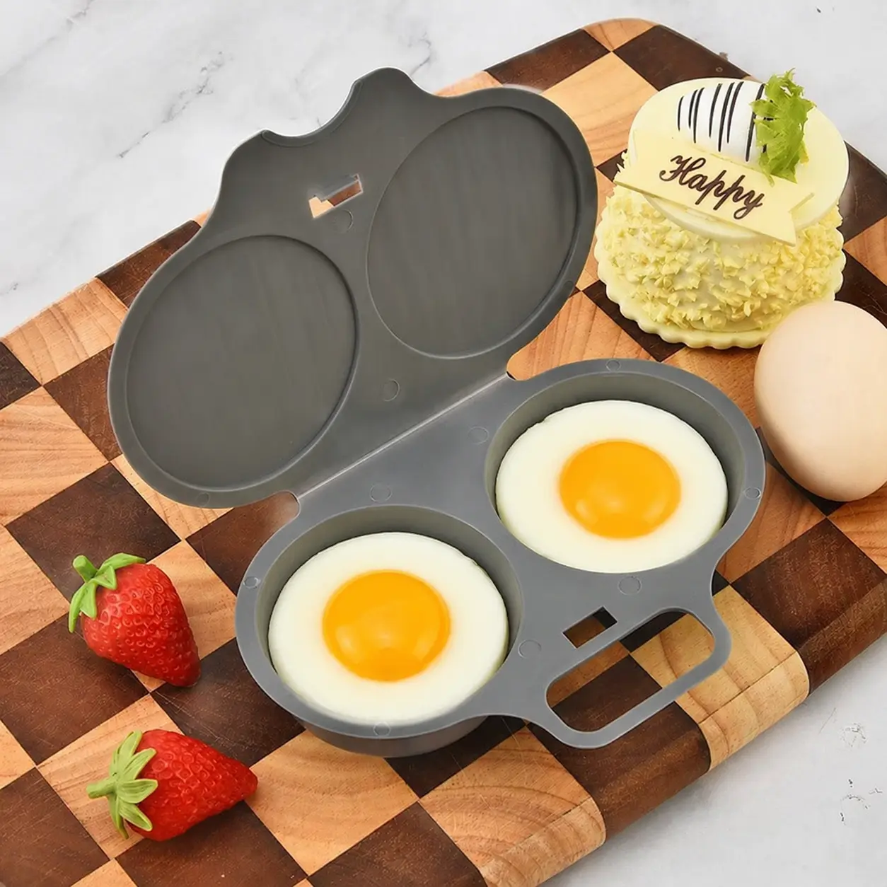 Microwave Egg Cooker, Non-Stick Egg Steamer Mold, Quick Egg Poacher & Fried Egg Tray for Home Kitchen