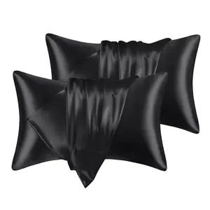 XAKING 2-Pack Satin Pillowcases for Hair and Skin, Durable Bedding Accessories, Minimalist Luxury Bedding, Cooling Breathable Hotel-Quality Super Silky Soft, Envelope Closure, Queen/King Size Bedroom Decor